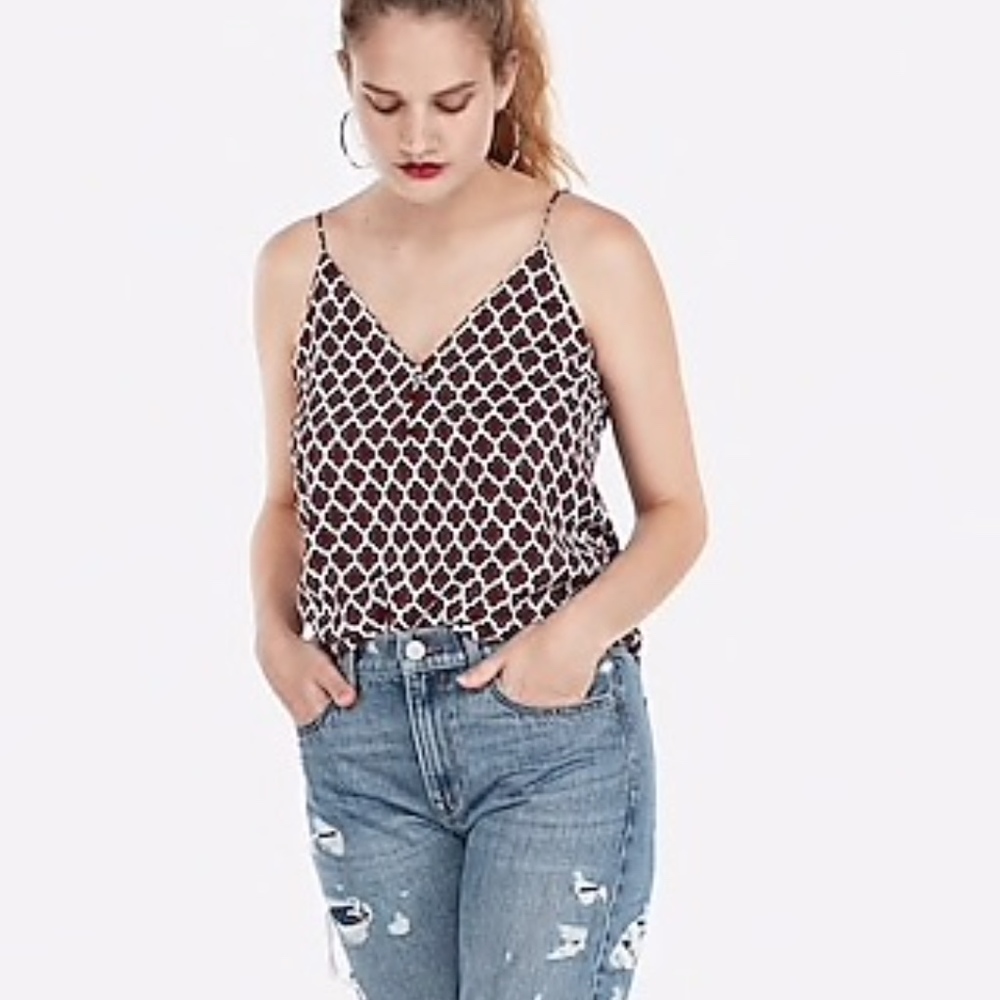 Quatrefoil Print Button Front Downtown Cami